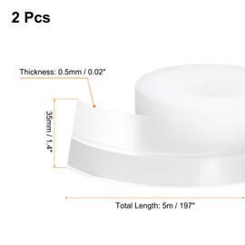 HARFINGTON 2pcs Weather Stripping Door Seal 16.4ft x 35mm TPE Seal Strip for Door Draft Stopper Adhesive Tape Window House Shower Glass Gaps, Transparent