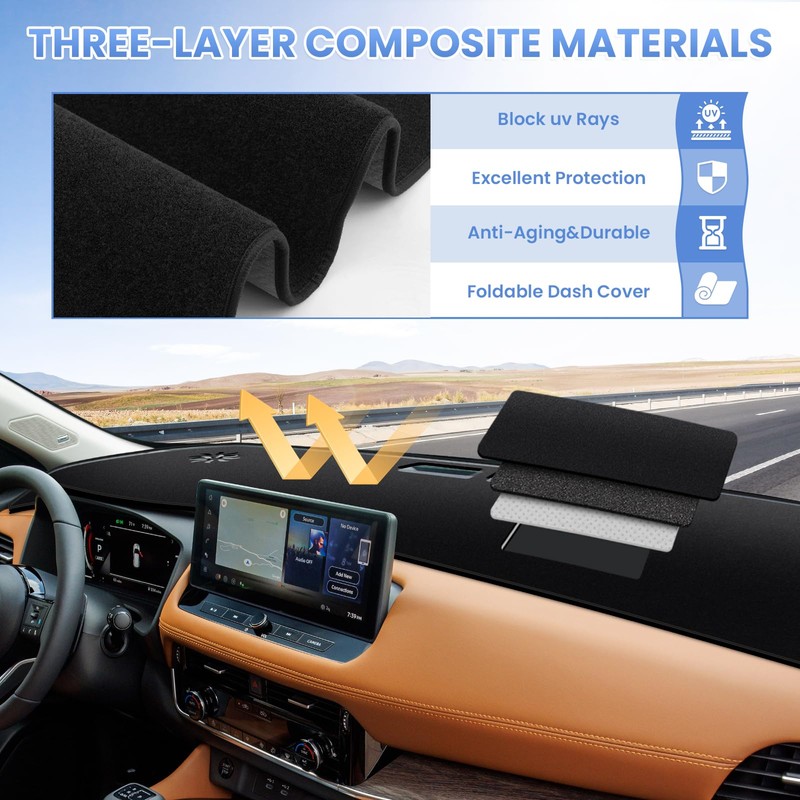 Sunsdrew Dash Cover for 2022-2025 2026 Nissan Rogue Dashboard Cover