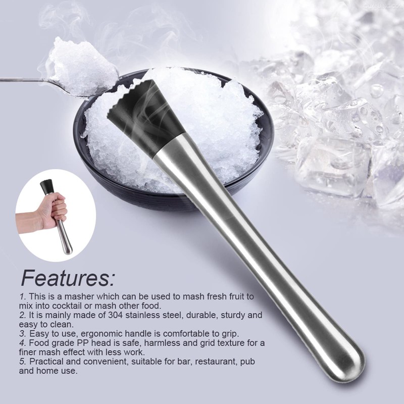 Stainless Steel Cocktail Masher, Fruit Blender for Crushing Mint and