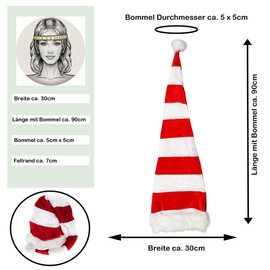 Ciffre Set of 2 Long Christmas Hats Santa Hat White Red Striped Plush Edge Santa Hat X24