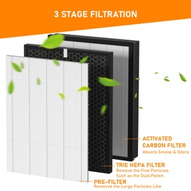 AP-B102 True HEPA Replacement Filter Set Compatible with Alexapure Breeze AP-B102 and 3049 Air Cleaner Purifier, 3-IN-1 Air filter for Home, 2 X H13 True HEPA and 2 X Activated Carbon Filters