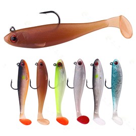 FOLANDO 6PCS Soft Fishing Lures, Fishing Swimbait Lures Jig Head Fishing Lure Single Hook Artificial Bait Soft Fishing Lures Kits