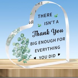 JMIMO Thank You Gift Appreciation Gifts For Women Men Colleague, Boss,Teacher, Volunteer, Nurse, Doctor, Manager, Mentor, Heart Shaped Acrylic Plaque Keepsake