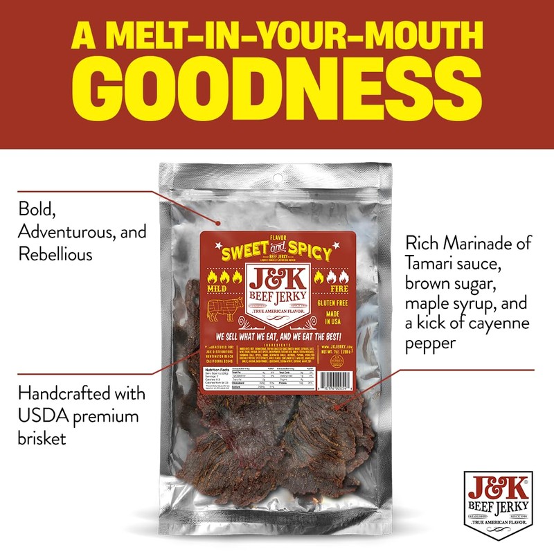 J&K Jerky Sweet and Spicy Beef Jerky - Hand Crafted