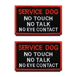 2 Pieces Warning: Service Dog No Touch No Talk Warning Vests/Harnesses Embroidered Patch with Fastener for Service Dogs, Guide Dogs Harness Vest
