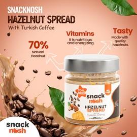 SNACK NOSH Hazelnut Spreads - 70% Hazelnut with Turkish Coffee 7 Oz (2 Pack 14 Oz)