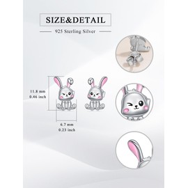 Flpruy Easter Bunny Earrings 925 Sterling Silver Cute Rabbit Earrings Bunny Easter Jewelry Gifts for Women