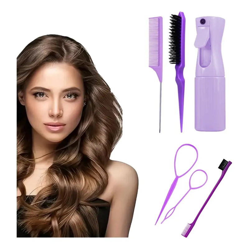 Kit Peines Y Cepillos Regadera Para Cabello Con Atomizador