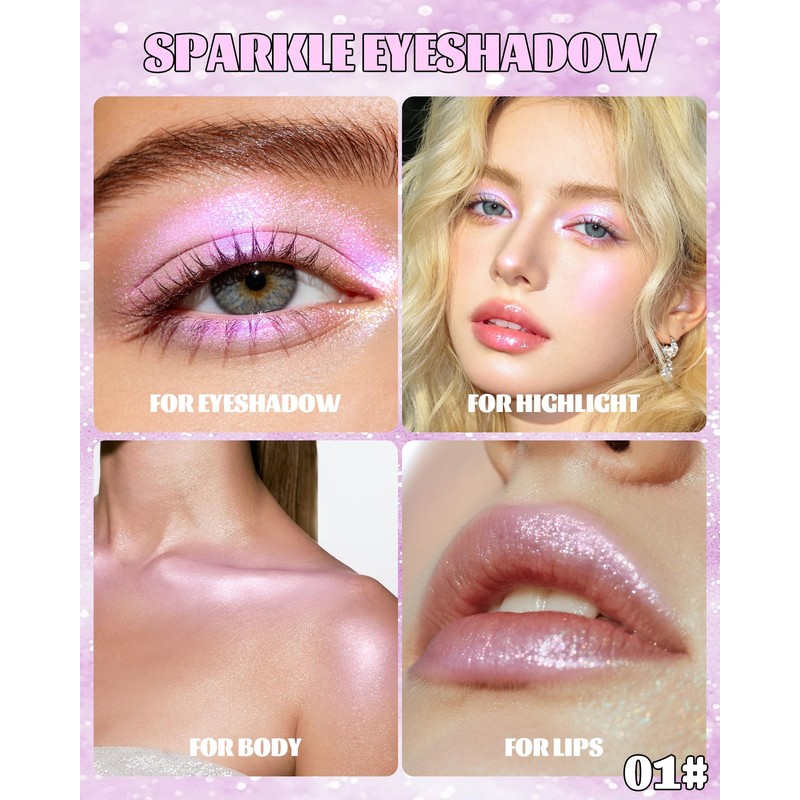 Chameleon Eyeshadow Palette, Glitter Purple Holographic Metallic Eye Shadow
