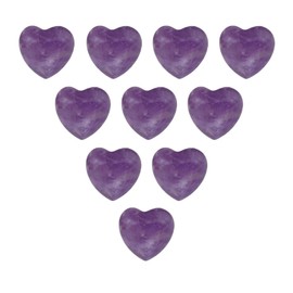 Wonder Care - Healing Crystal Pocket Heart Natural Amethyst, Love Puff Heart, Carved Shape, Palm Tree Worry Stone, Reiki Chakra Balancing | Gift for Christmas, New Year, Valentine's Day