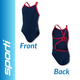 Sporti HydroLast Piped Thin Strap One Piece Swimsuit - Navy/Red - 26