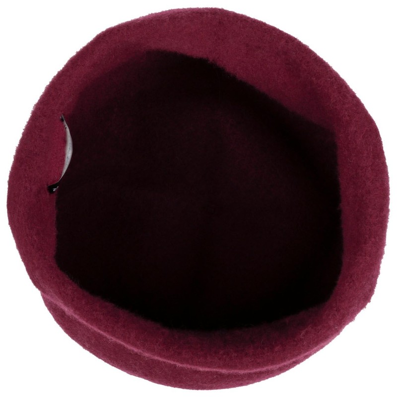 Seeberger Ladies Milled Wool Beret Hat with Cuff, raspberry