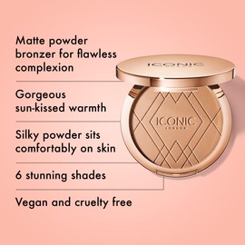 ICONIC LONDON Ultimate Bronzing Powder | Silky Powder, Flawless Matte Finish Bronzer Cruelty-Free, Vegan Makeup, (Light Bronze) 0.59 oz