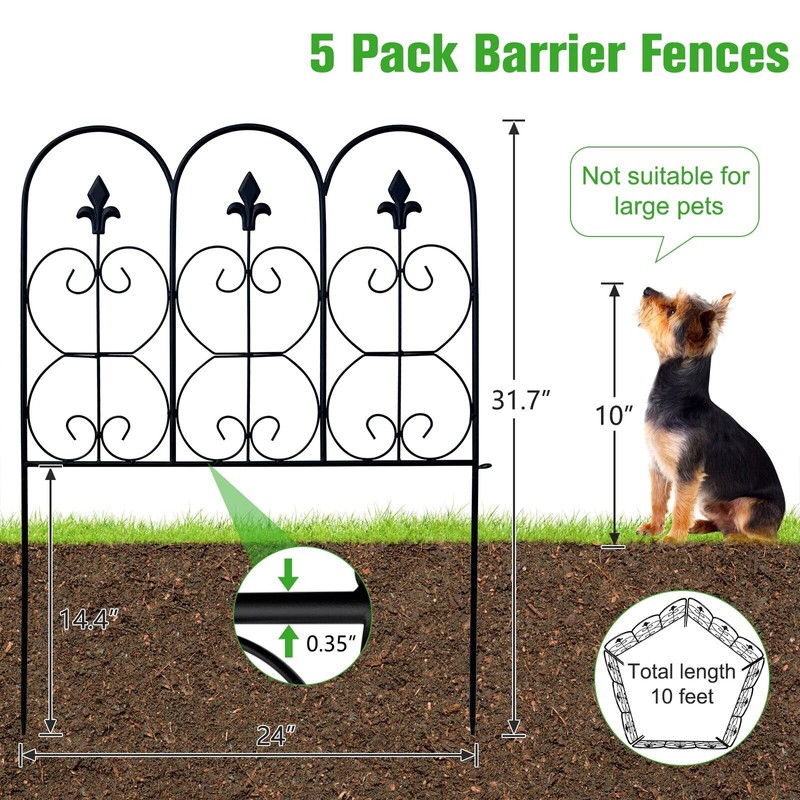kinbor Tall Garden Fencing Rustproof Border Fence Edging Heavy Duty