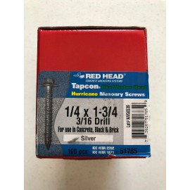 RedHead (2) Red Head Concrete Anchors Silver (100) 1/4" x 1-3/4" with 3/16" drill bit