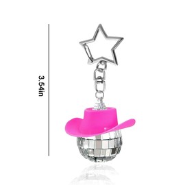 Disco Ball Keychain Pink Cowgirl Hat Keychain For Keys Bag Charms for Handbags Purse Keychain For Women Girls Disco Key Chain Charms for Car Keys Accessories for Women Cowgirl Keychain Party Favor