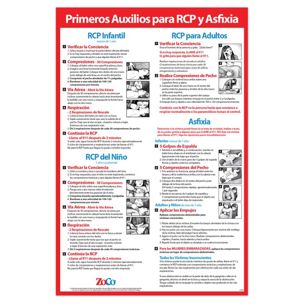 Póster de CPR & Choking en español (Español) - Laminado,