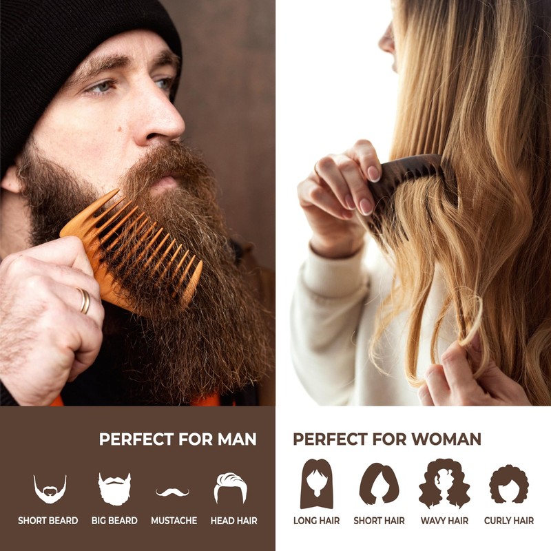 Handmade Wooden Hair Comb - Natural Wood Hair Care, Scalp