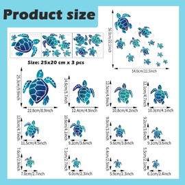 Bathroom Wall Stickers 12 Pcs Blue Waterproof Wall Sticker Decoration Wall Ornaments Underwater Ocean Decals, Turtle Stickers for Bathroom Under The Sea Decor Toilet Lid Decals Toilet Accessories