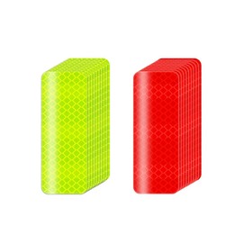 jnhuy 40pcs Red & Yellow Square Reflective Stickers,High Visibility, Durable Reflective Safety Tape for Running Man,Vehicles,Bicycles,and Outdoor Use,1.18" x 3.15"
