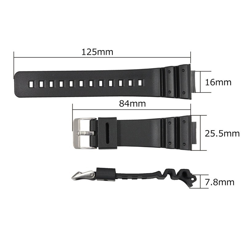 TARO'S TPU Urethane Black Replacement Watch Band / Strap with