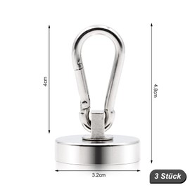 Scettar Pack of 2 Magnetic Hooks Extra Strong 32 mm 360° Rotating Magnetic Hooks 30 kg Magnetic Hooks Camping Suitable for Fridge, Kitchen, Garage, Camping
