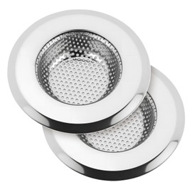 Kitchen Sink Drain Strainer, Premium Stainless Steel Rust-Proof Wide Rim Kitchen Drain Strainer Stopper Filter Basket for Kitchen Sinks (2 Pack)
