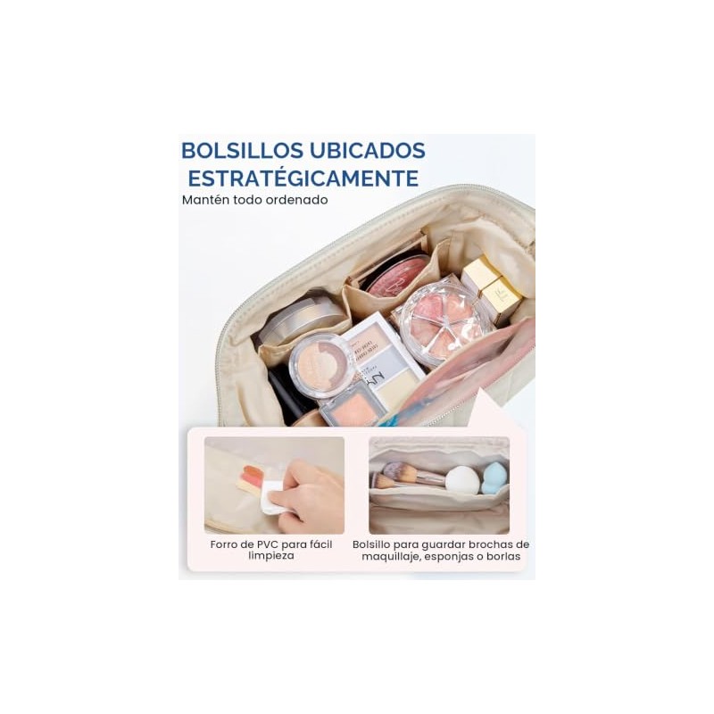 Bolsa de Maquillaje de Viaje, Algodón Acolchado, Neceser Grande para