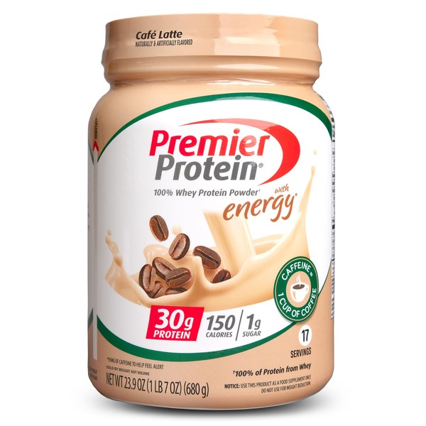 Premier Protein Powder, Cafe Latte, 30g Protein, 1g Sugar, 100%