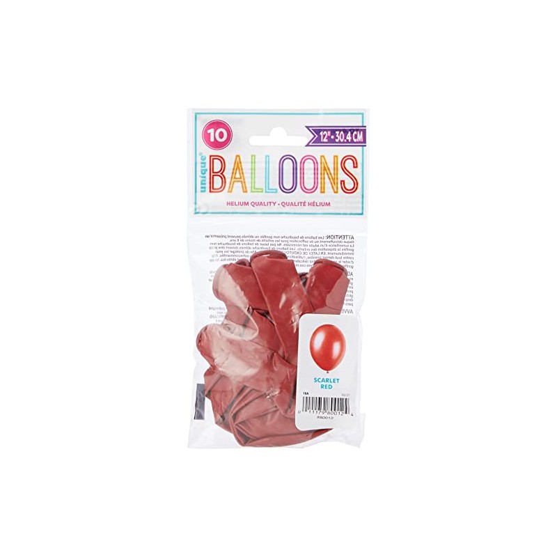 Scarlet Red Premium Latex Balloons (30cm) Pack of 10 -