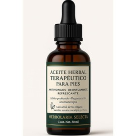 Aceite Premium para Pies 30ml – Árbol de Té, Orégano, Romero, Menta y Cedro – Frescura Natural · Mal Olor · Pesadez – Refrescante y Relajante – Linea Bye Hongos de Herbolaria Selecta – 100% Natural, Sin Parabenos.