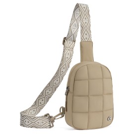 Telena Crossbody Bags for Women Quilted Puffer Cross Body Sling Bag Khaki