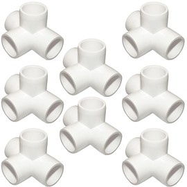 ANPTGHT 1-1/4“ Tee PVC Fitting 4 Way Elbow Connector, Furniture Grade 90 Degree Elbow Side Outlet, PVC Corner Fittings for Building Furniture Greenhouse Shed Pipe Fittings Tent Connection (Pack of 8)