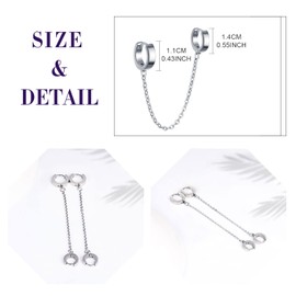 feilok Stainless Steel Women's Men's Creole Earrings Men's Hoop Earrings Men's Hoop Earrings Round with Chain Double Earring, Stainless Steel