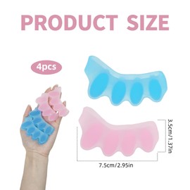 Zehenspreizer Hallux Valgus Korrektur 4er Set, Weicher Zehentrenner Damen Silikon, wiederverwendbarer Toe Spacer & Toe Separator, effektiver Bunion Corrector für Hallux Valgus Schmerzen & Ausrichtung