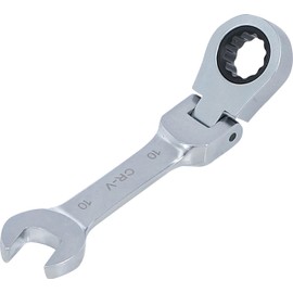 BGS 6910 | Ratchet Ring Spanner | Short | 100 mm | Angled | SW 10 mm | Ratchet Wrench Fine-Toothed, CV Steel