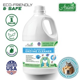Aviano Botanicals Multi-Purpose Enzyme Cleaner, Made in USA – (1 Gallon) Safe, Pet & People Friendly, Eco-Friendly Solution for Pet Mess, Odor, Carpet, Upholstery, Drain, Bathroom & Floor Cleaning