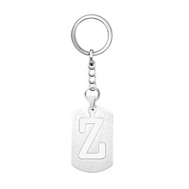 Silver Dog Tag 26 Letter initial A-Z Keychain Keyring Key Chain Ring for Women Men Daughter Son Sisters Friends Birthday Christmas (Z)