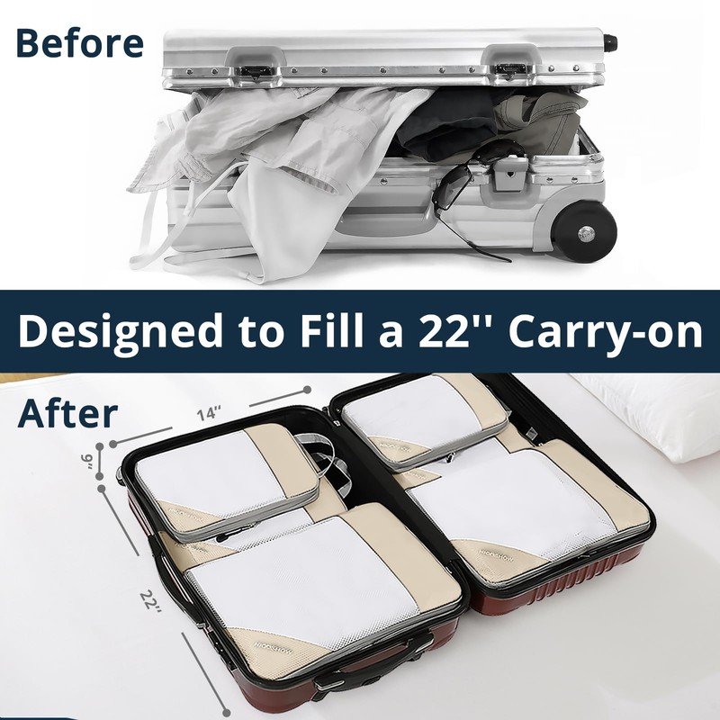NICOSHOW Compression Packing Cubes 6 Set, Compressible Space-Saving Packing Cubes