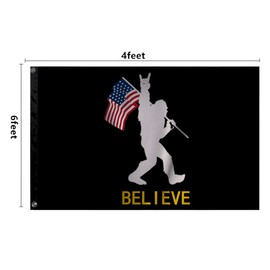 Bigfoot Sasquatch Flag 3x5FT,Vivid Color - Double Stitched Polyester with 2 Brass Grommets for Indoor Outdoor. (Black4x6ft)