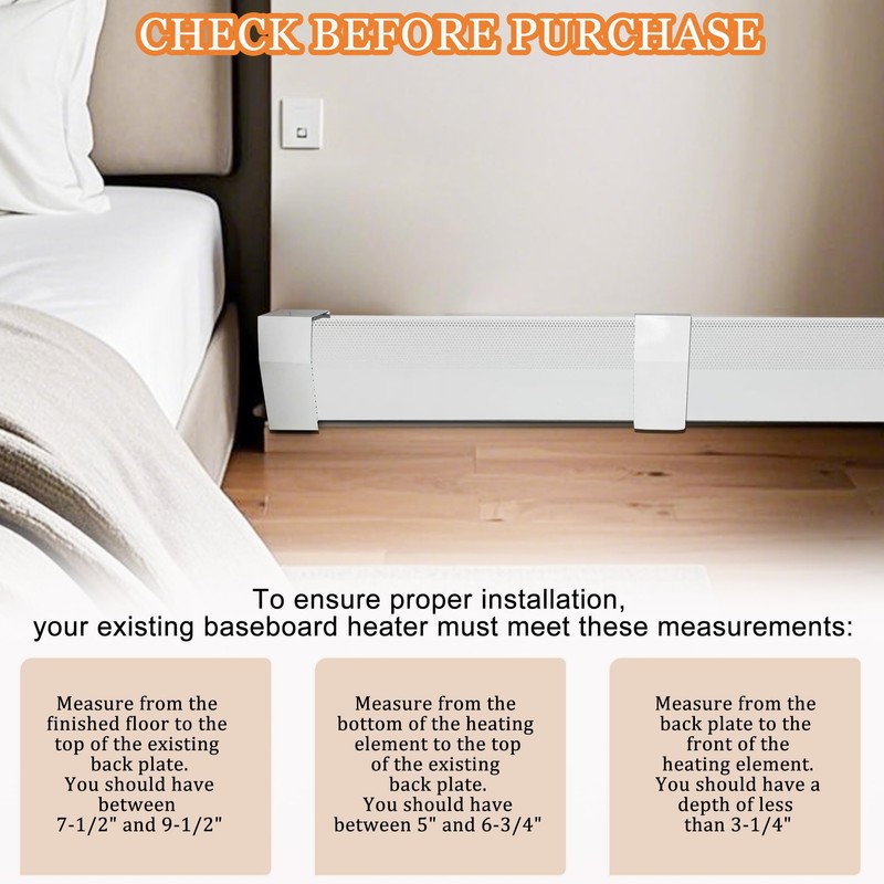 Baseboard Heater Cover, 2FT-4FT Retractable Galvanized Steel Easy Slip-On Baseboard