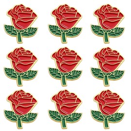 Pack of 20 Red Rose Flower Enamel Badge Lapel Pin Bulk -Brooch For Men Women Clothes Bags Hats