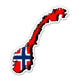 Norway Country Shape Norwegian Flag - 5" Vinyl Sticker - for Car Laptop I-Pad - Waterproof Decal