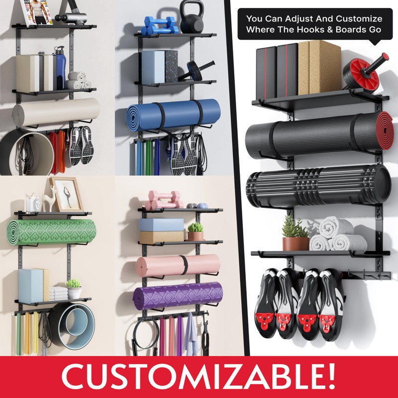 Home Gym Storage Shelf Only, Adjustable Gym Equipment Organizer Wall