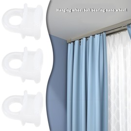 SING F LTD 100pcs Curtain Track Pulley Hooks Plastic Curtain Track Brackets Sliding Rollers 17x11mm for 5.2mm Diameter Straight and Curved Curtain Tracks, White