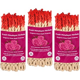 Fresh Himalayas Tibetan Rose Incense Ropes 45 X 3 Bundle ~ Hand Rolled Himalayan Incense Made from Organic Himalayan Herbs for Prosperity and Good Luck