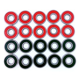JZK 20 x Waterproof Ball Bearings 608 RS Skateboard Ball Bearings ABEC 9 for Skateboard Longboard Roller Skates Roller Inline Skates Red and Black
