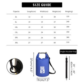 MORAINJAY 5L Blue Dry Bags, Waterproof Bag with Long Adjustable Shoulder Strap,Large/Small Capacity 2L 5L 10L 15L 20L 30L Dry Sack for Outdoor Camping,Rafting,Swimming,Boating,Surfing