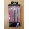 Japonesque Luxe Tweezer Trio - Pink Rubber Grip/Silver Sparkle/Silver