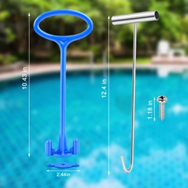 Skimmer Basket Handle, Universal Swimming Pool Skimmer Basket Handle Hook Pool Filter Basket Handle Fit All Inground Pool for Debris Removal Keep Hands Safe and Clean